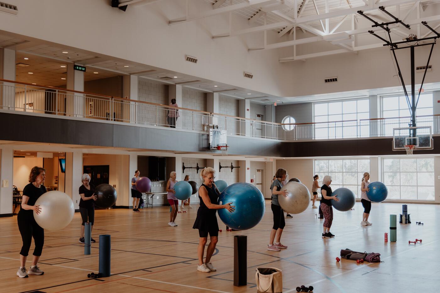 The aerobics studio between classes.