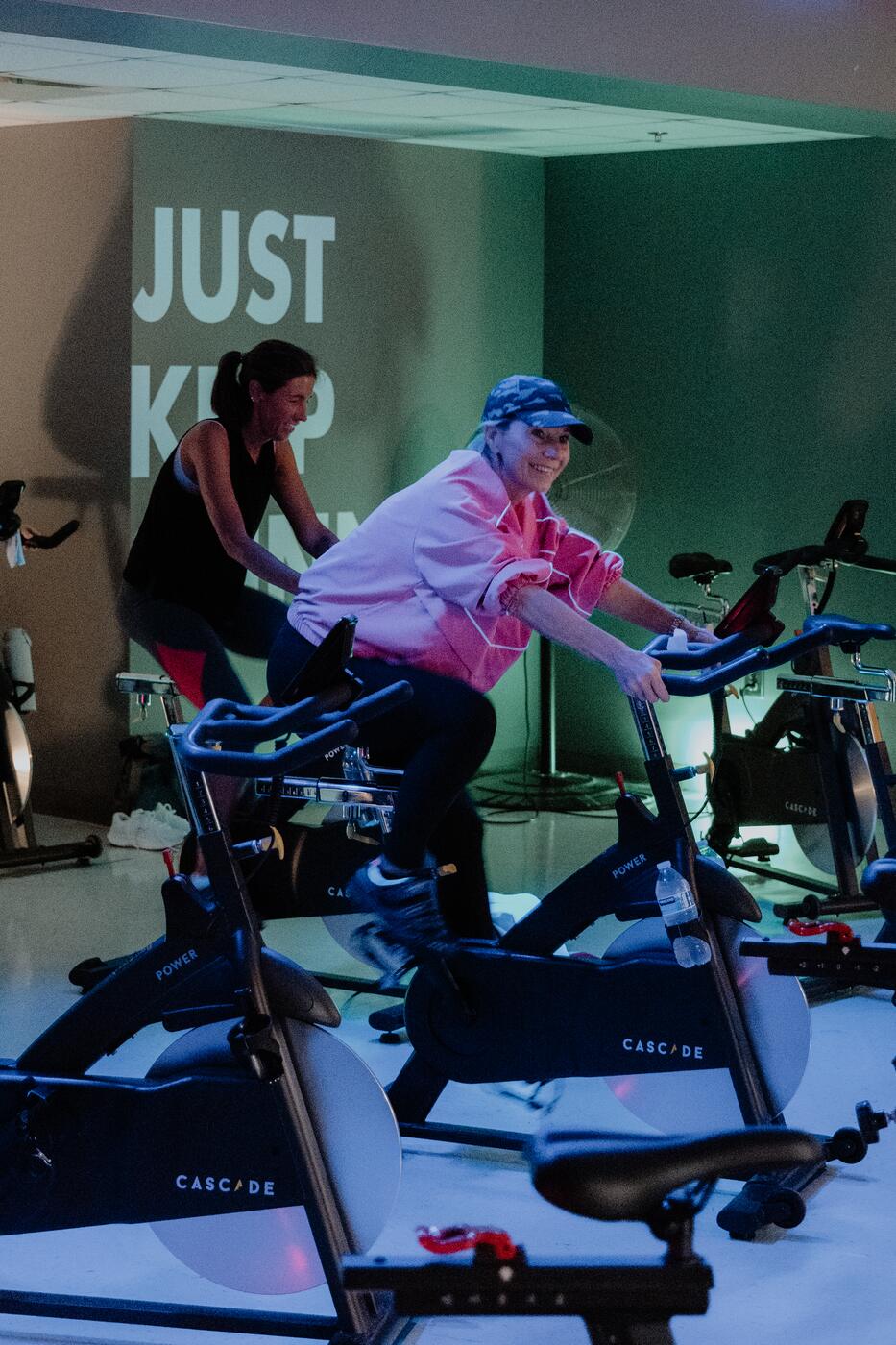 A spin class in progress.